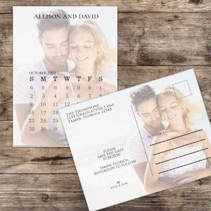 Carte Postale Faire-part Mariage Enregistrer la date Calendrier Photo 6 lig