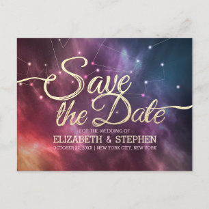 Carte Postale Faire-part Mariage Enregistrer La Date Galaxy Nebula Constell