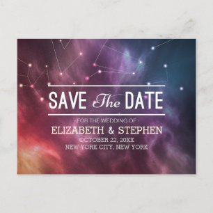 Carte Postale Faire-part Mariage Enregistrer La Date Galaxy Nebula Constell