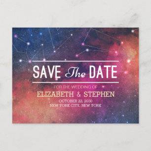 Carte Postale Faire-part Mariage Enregistrer La Date Galaxy Nebula Constell