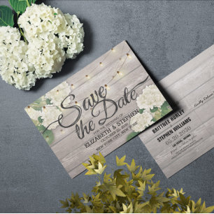 Carte Postale Faire-part Mariage Enregistrer La Date Hydrangea Guirlande Lu