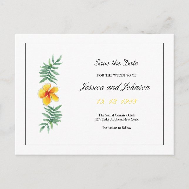 Carte Postale Faire-part Mariage Enregistrer la date PostCard (Devant)