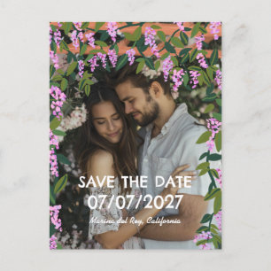 Carte Postale Faire-part Mariage Fleurs Personnalisées avec Vignes de Glyci