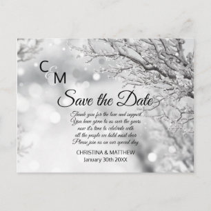 Carte Postale Faire-part Mariage Flocons de Neige SAVE THE DATE