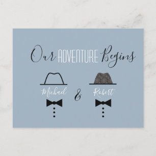Carte Postale Faire-part Mariage Gay Bleu Poussiéreux Enregistrez La Date