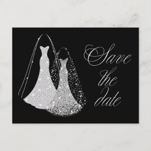 Carte Postale Faire-part Mariage gay Enregistrer la date en noir et faux ar