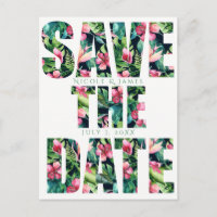 Mariage Hawaïen Floral Tropical Enregistrez la Dat