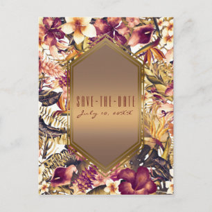 Carte Postale Faire-part Mariage Hawaiian Golden Tropics : Économisez la da