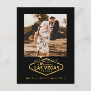 Carte Postale Faire-part Mariage Las Vegas Black Gold Photo Enregistrer la