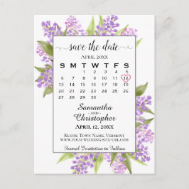 Carte Postale Faire-part Mariage Lilacs rustique Enregistrer la date Calend
