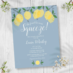 Carte Postale Faire-part Mariage Main Squeeze Lemon Poussiéreux Bleu