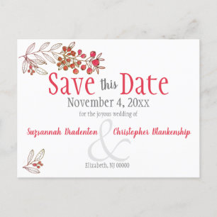 Carte Postale Faire-part Mariage minimaliste Mariage de baies d'orange