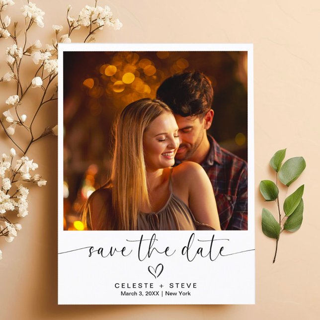 Carte Postale Faire-part Mariage moderne Enregistrer la date Photo Style (')