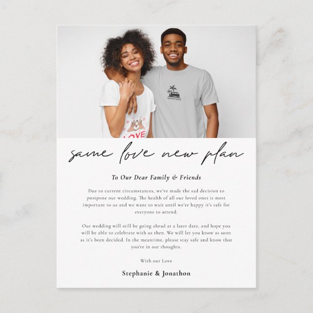 Carte Postale Faire-part Mariage Moderne Photo Le même amour Nouveau Plan S (Devant)