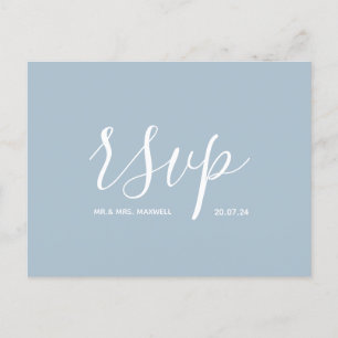 Carte Postale Faire-part Mariage Moderne Réponse Minimaliste Simple Script 