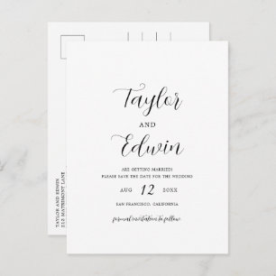 Carte Postale Faire-part Mariage Moderne Simple Contemporain Enregistrer La