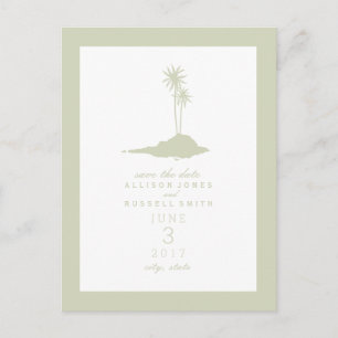 Carte Postale Faire-part Mariage moderne sur une île de plage - Sauvegarder