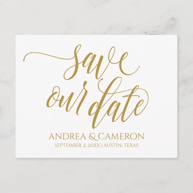 Carte Postale Faire-part Mariage Moderne Typographie Sauvegarder la date |  (Devant)