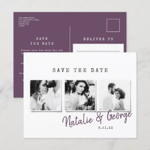 Carte Postale Faire-part Mariage multiphoto moderne minimaliste élégant