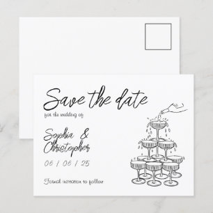 Carte Postale Faire-part Mariage noir et blanc manuscrit