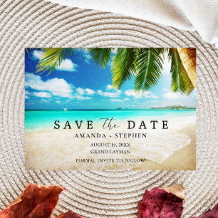 Carte Postale Faire-part Mariage pas cher à la plage tropicale, Enregistrez