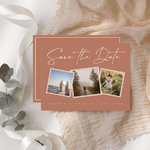 Carte Postale Faire-part Mariage photo en terre cuite simple Enregistrer la