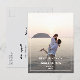 Carte Postale Faire-part Mariage photo frontière simple Enregistrer la date