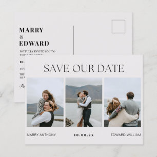 Carte Postale Faire-part Mariage photo minimaliste moderne
