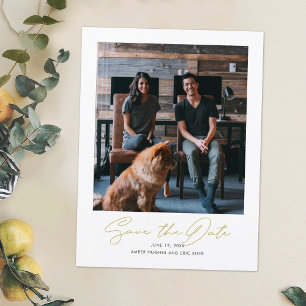 Carte Postale Faire-part Mariage photo moderne simple Enregistrer la date