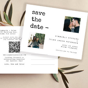 Carte Postale Faire-part Mariage photo QR CODE moderne enregistrer la date