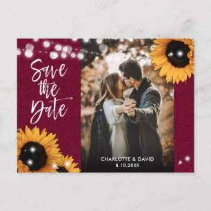 Carte Postale Faire-part Mariage Photo Tournesol Bourgogne Enregistrer La D
