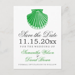 Carte Postale Faire-part Mariage Plage Économisez La Date Coquille Saint Ve