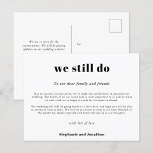 Carte Postale Faire-part Mariage Postpone Nous Faisons Toujours COVID Scrip