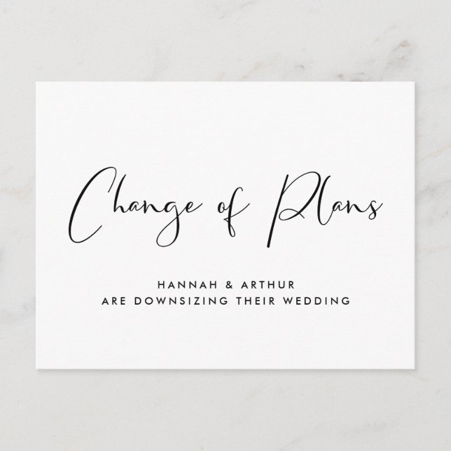 Carte Postale Faire-part Mariage Réduit Changement de Plans (Devant)