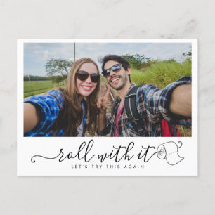 Carte Postale Faire-part Mariage Report de Date Photo Moderne Amusant