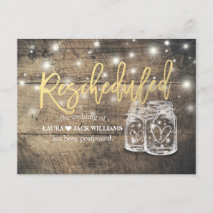 Carte Postale Faire-part Mariage Reporté Fleurs en Bois Pots Mason