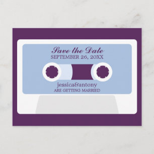 Carte Postale Faire-part Mariage Rétro Mixtape Enregistrez la Date