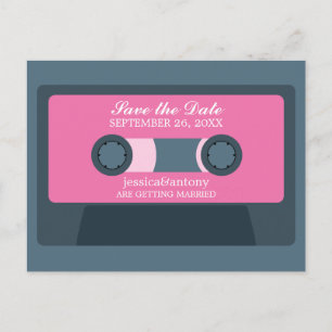 Carte Postale Faire-part Mariage Rétro Mixtape Enregistrez la Date