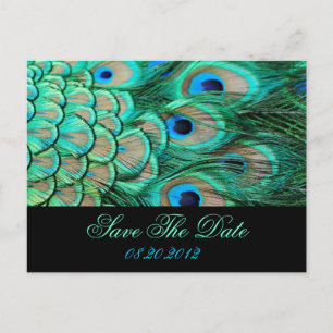Carte Postale Faire-part mariage romantique vintage save the date au paon