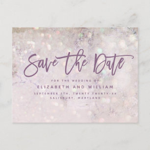 Carte Postale Faire-part Mariage rose gold élégant chic pailleté rose fémin