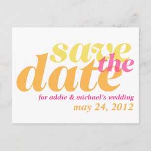 Carte Postale Faire-part mariage rose orange enregistrer la date