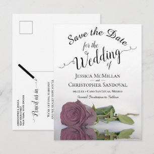 Carte Postale Faire-part Mariage Rose romantique Dusty Mauve Enregistrer la