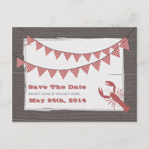 Carte Postale Faire-part Mariage rustique au homard et au Bunting Enregistr