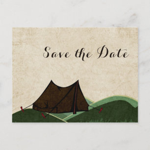 Carte Postale Faire-part Mariage rustique Camping Enregistrer la date