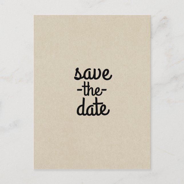 Carte Postale Faire-part Mariage rustique chic Brown Kraft Enregistrer la d (Devant)