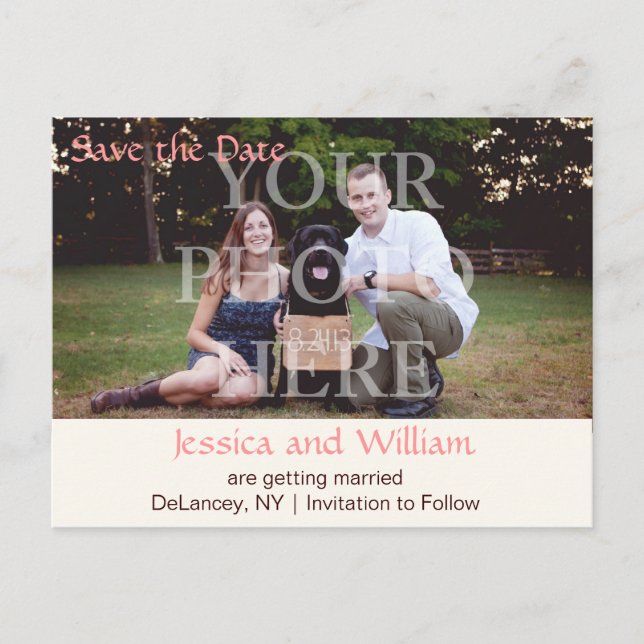 Carte Postale Faire-part Mariage rustique classique (Devant)
