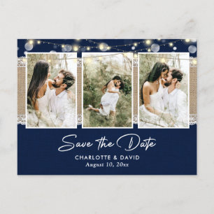 Carte Postale Faire-part Mariage Rustique Marine Enregistrer La Date Photo