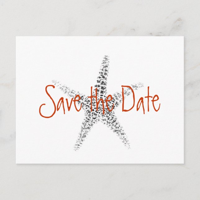 Carte Postale Faire-part Mariage Sauvez la Date avec Starfish (Devant)