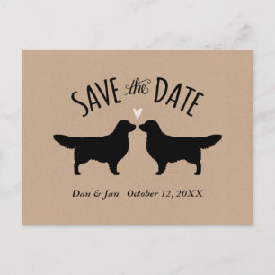 Carte Postale Faire-part Mariage Silhouettes de Golden Retriever Save the D