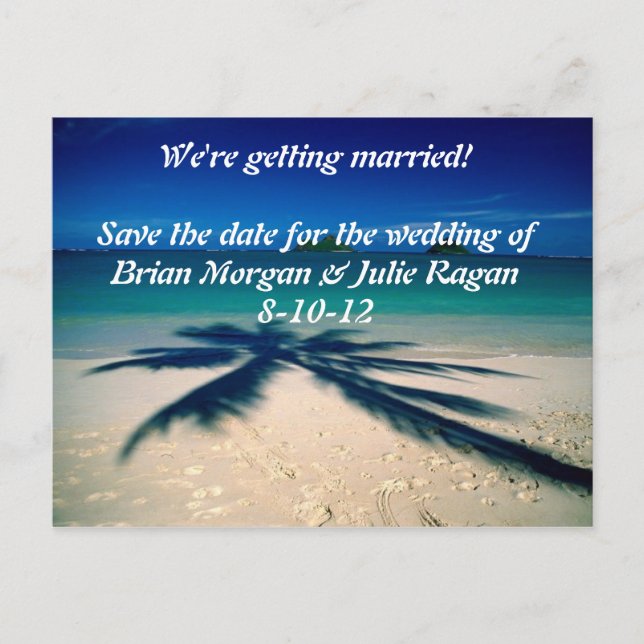 Carte Postale Faire-part mariage sur la plage (Devant)